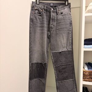 BDG Urban Outfitters Jeans Womens 27 Black Distressed Patch High Rise Straight